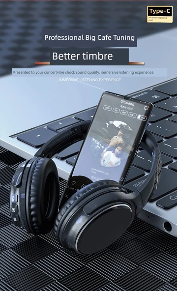 Retro Bluetooth Kulaklık - Mavi - HIFI Ses - 10