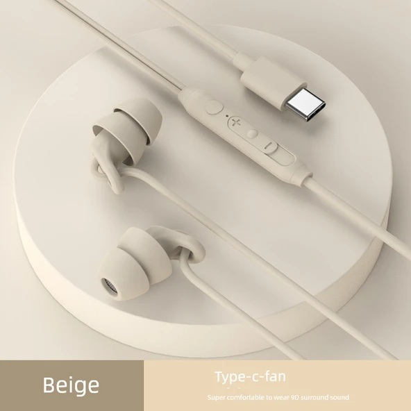 Type-C Uyku Kulaklığı (Model 2) - Bej - Ses Yalıtımlı