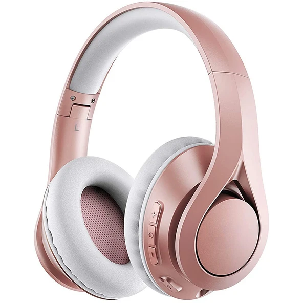 Bluetooth 5.0 Kulaklık - Mikrofonlu, Büyük Boy - Rose Gold