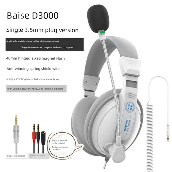 Profesyonel 3.5mm Beyaz Kulaklık - Elektrik Sesi D3000