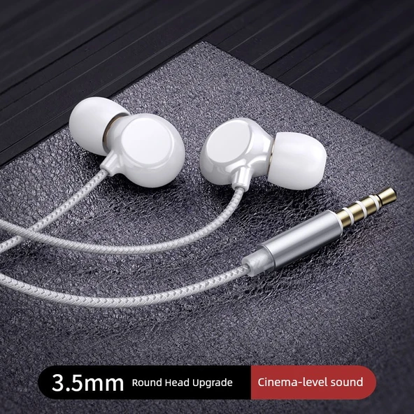 3.5mm Beyaz Yuvarlak Başlıklı Sinema Surround Oyuncu Kulaklığı
