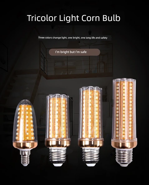 E14 LED Mısır Ampul - 24W - Üç Renkli Işık - 6