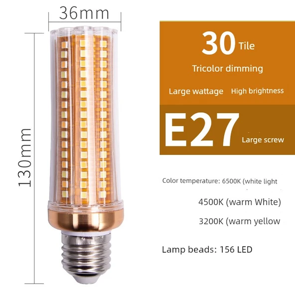 E27 LED Mısır Ampul - 30W - Üç Renkli Işık