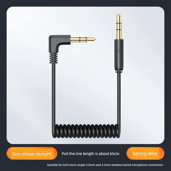 3.5mm Çift Başlıklı Mikrofon Bağlantı Kablosu - Kamera Modeli (Yaylı)