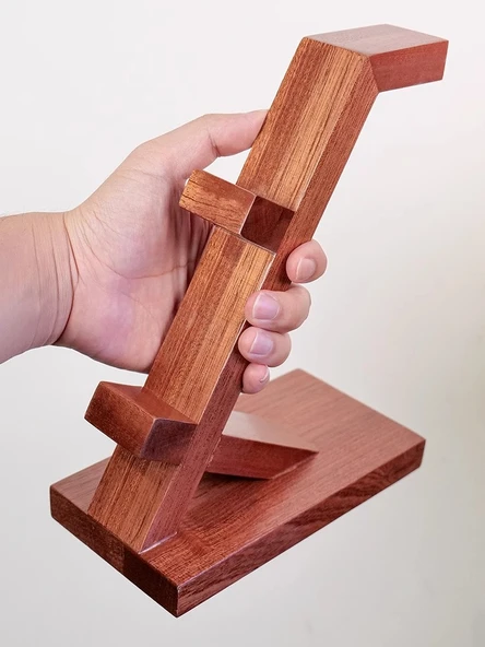 Ahşap Kulaklık ve Oyun Kolu Standı - Kütük Rengi Kayın - 5