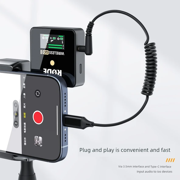 3.5mm Çift Başlıklı Mikrofon Kablosu - Telefon Modeli (Yaylı, Açılı) - 3