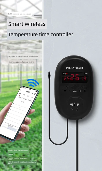 4G Akıllı Dijital Ekranlı Sıcaklık Kontrol Cihazı - Plastik Su Geçirmez Problu 2500 Watt (-7 - 50 Derece) - 11
