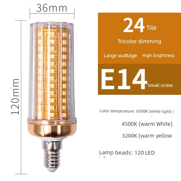 E14 LED Mısır Ampul - 24W - Üç Renkli Işık