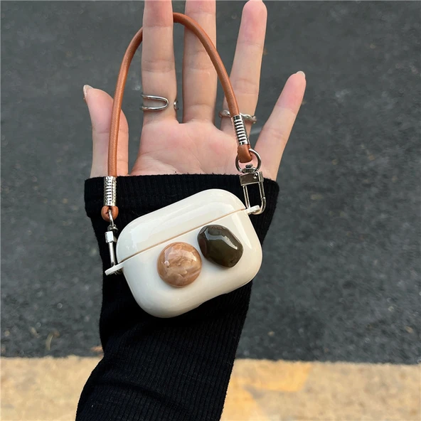 Geometrik Desenli AirPods 4 Kılıfı - El İpli - Silikon