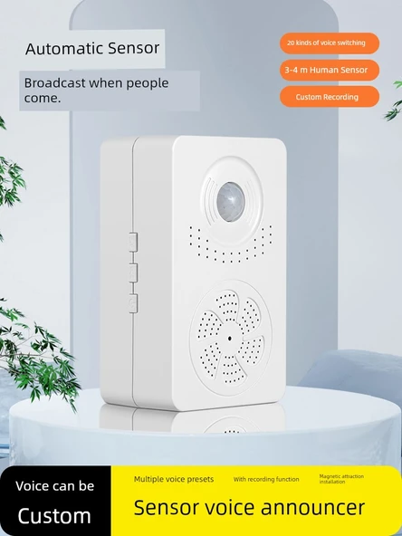Kapı Sensörü Sesli Hatırlatıcı Alarm - 20 Sesli, USB Şarjlı, Kaydedilebilir