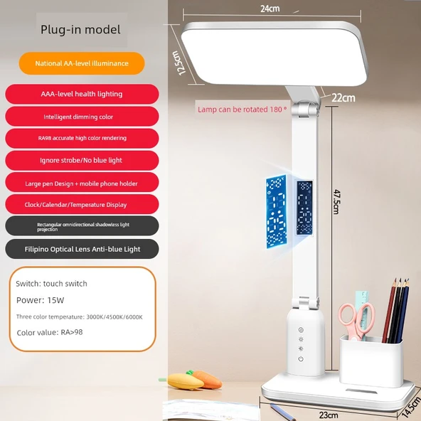 Akıllı Ses Kontrollü Miyopi Önleyici LED Masa Lambası - 15W Takılabilir AA Sınıfı
