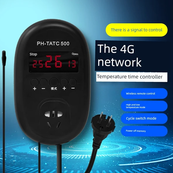 4G Akıllı Dijital Ekranlı Sıcaklık Kontrol Cihazı - Plastik Su Geçirmez Problu 2500 Watt (-7 - 50 Derece) - 10