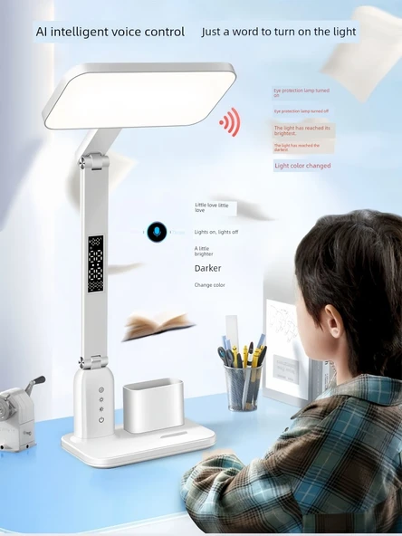 Akıllı Ses Kontrollü Miyopi Önleyici LED Masa Lambası - 15W 6000mA AA Takvimli - 2