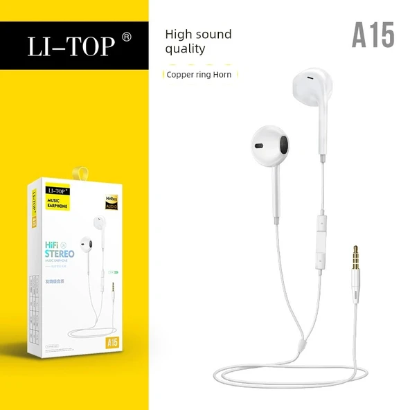 Mikrofonlu Kablolu Premium Kulaklık - Lituo A15 - Beyaz