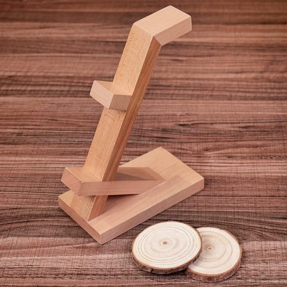 Ahşap Kulaklık ve Oyun Kolu Standı - Kütük Rengi Kayın