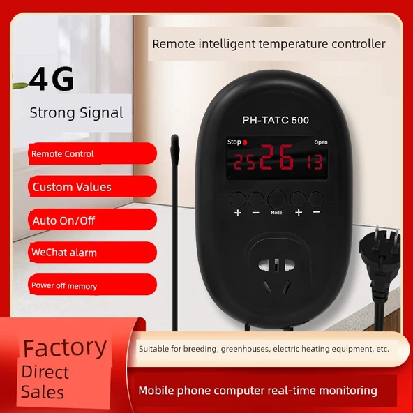 4G Akıllı Dijital Ekranlı Sıcaklık Kontrol Cihazı - Plastik Su Geçirmez Problu 2500 Watt (-7 - 50 Derece) - 2