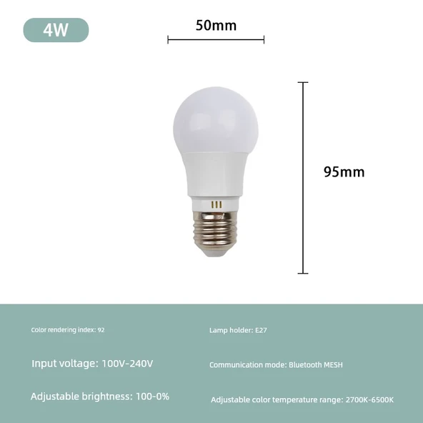 Akıllı LED Ampul E27 4W RA95 - Mijia Uygulama Kontrollü