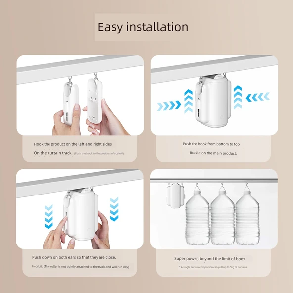 Akıllı Elektrikli Perde Motoru - Ray Tek Açılım, Uzaktan Kumandalı, 3600mAh - Resim 3