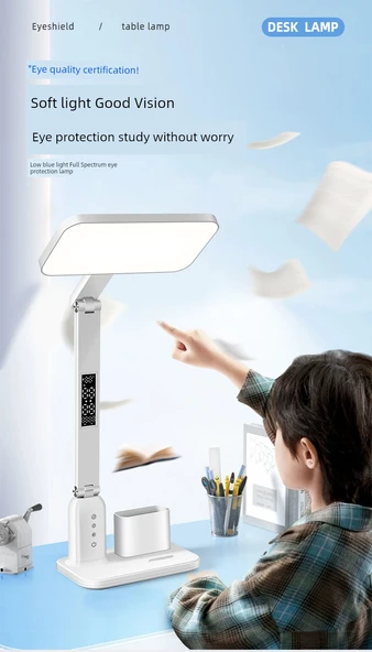 Akıllı Ses Kontrollü Miyopi Önleyici LED Masa Lambası - 15W 6000mA AA Takvimli - 6
