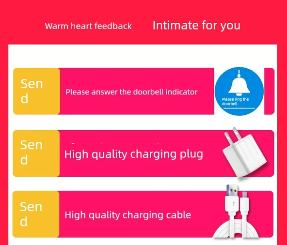 Akıllı Kablosuz Şarjlı Kapı Zili - Siyah - 3 Verici 2 Alıcı - Resim 6