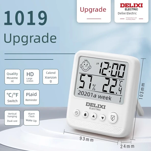 Beyaz Gelişmiş Oda Termometresi ve Higrometresi - DM-1019