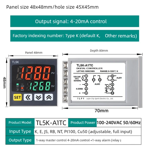 Dijital Akıllı Sıcaklık Kontrol Cihazı - 48 * 48mm 4-20mA Kontrol Ayarlı