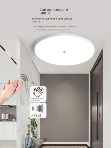 Ultra İnce Üç Korumalı Radar Sensörlü Tavan Lambası - 23cm 18W Beyaz Işık - 4