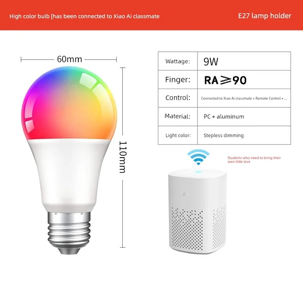 Akıllı LED Ampul E27 - 9W RGBCW - Uygulama Kontrollü