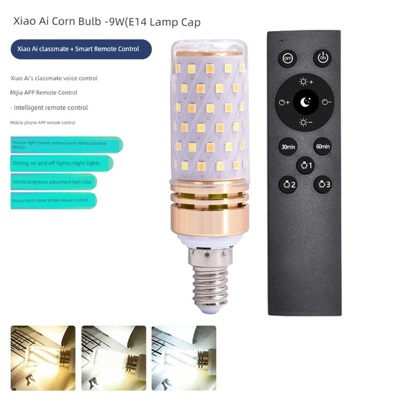 Xiaomi Small Love Mısır Ampul 9W E14 (Xiao Ai Ses Kontrolü + Uzaktan Kumanda)