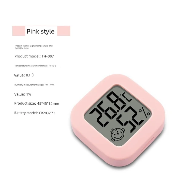 TH-007 Mini Gülen Yüz WiFi Akıllı Sıcaklık ve Nem Sensörü - Pembe