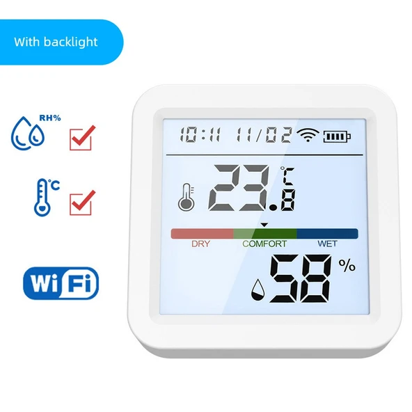 TH-007 Mini Gülen Yüz WiFi Akıllı Sıcaklık ve Nem Sensörü - Pembe - 5