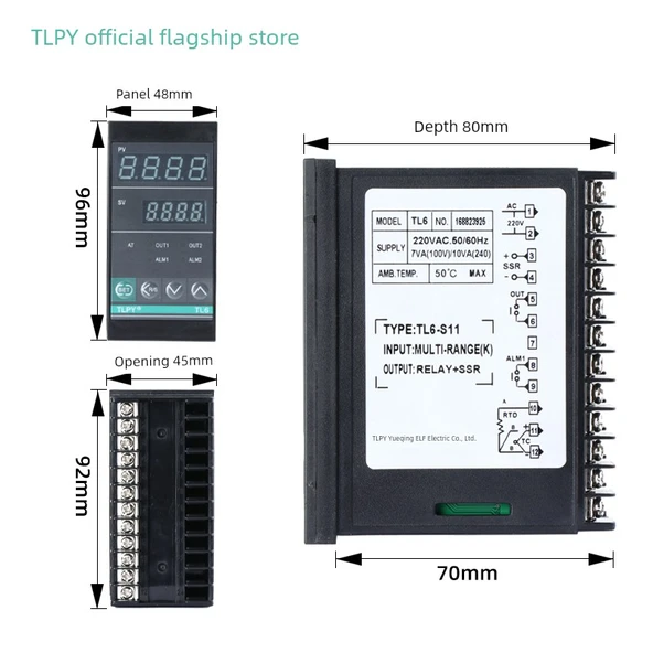 TL6 Dijital Sıcaklık Kontrol Cihazı - E Tipi Çift Çıkışlı (Röle/Solid State SSR) - 3