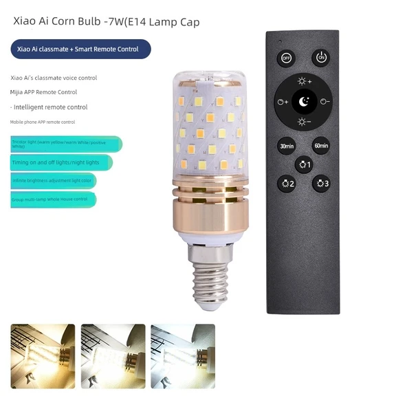 Xiaomi Small Love Mısır Ampul 7W E14 (Xiao Ai Ses Kontrolü + Uzaktan Kumanda)