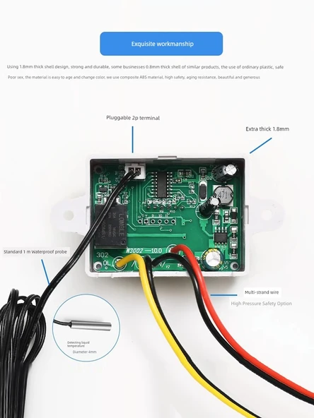 Dijital Termostat Kontrol Cihazı XH-W3002 - 24V/240W - Yüksek Kalite, Elektrik Kesintisi Korumalı - 4