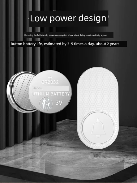 Kablosuz Zil - 1 Buton + 2 Zil - Siyah - Resim 11