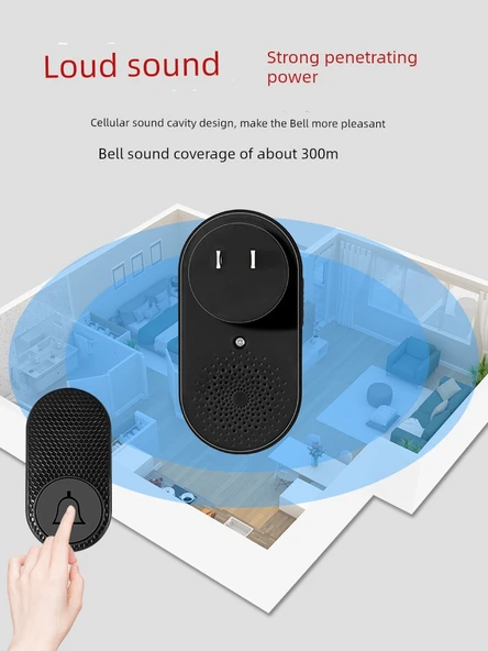 Kablosuz Zil - 1 Buton + 2 Zil - Siyah - Resim 10