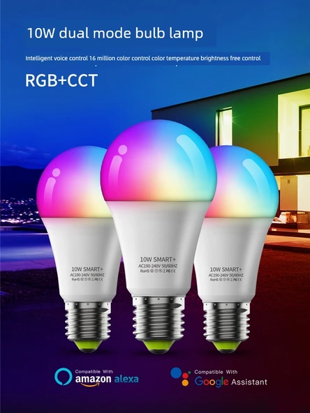 E27 9W Akıllı LED Ampul - WiFi, Bluetooth, Ses Kontrolü, Uzaktan Kumandalı - 110V - 2