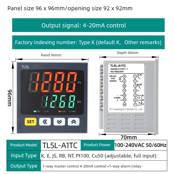 Dijital Akıllı Sıcaklık Kontrol Cihazı - 96 * 96mm 4-20mA Kontrol Ayarlı