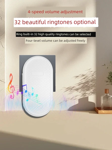 Kablosuz Zil - 1 Buton + 2 Zil - Siyah - Resim 5