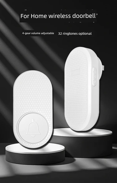 Kablosuz Zil - 1 Buton + 2 Zil - Siyah - Resim 7