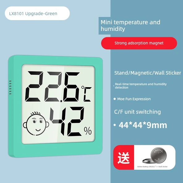 Dijital Akıllı Sıcaklık Nem Ölçer - LX8101 - Yeşil