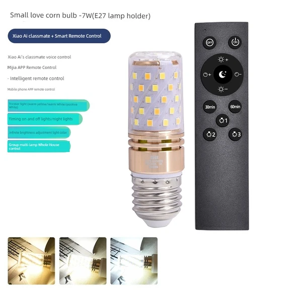 Xiaomi Small Love Mısır Ampul 7W E27 (Xiao Ai Ses Kontrolü + Uzaktan Kumanda)