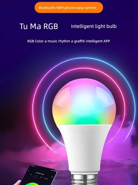Akıllı RGB Ampul - Renkli ve Sıcak Beyaz - 9W WiFi Dual Mode A60 (220V) - Resim 2