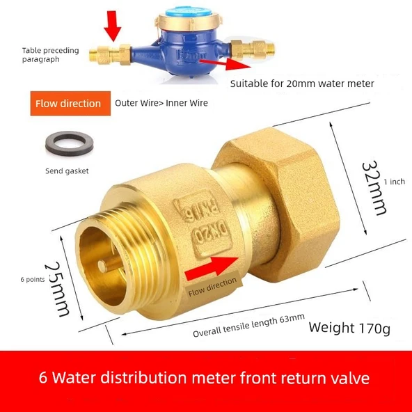 Pirinç Su Sayacı Vanası - 20mm (Su Sayacı Öncesi Montaj)