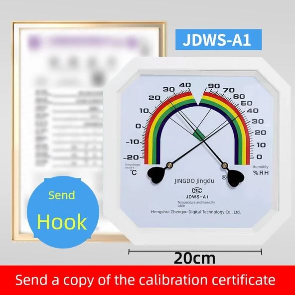 Termometre Higrometre JDWS-A1 Beyaz Kalibrasyon Sertifikalı ve Askılı