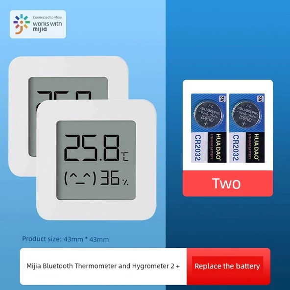 Bluetooth Sıcaklık ve Nem Ölçer 2 - 2'li Paket + 2 Yedek Pil