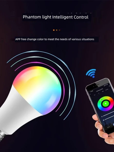 Akıllı RGB Ampul - Renkli ve Sıcak Beyaz - 15W Bluetooth A70 (220V) - 3