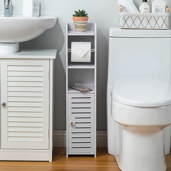 Banyo Tuvalet Dar Saklama Rafı - B Tipi - UV Mermer Desenli - 11
