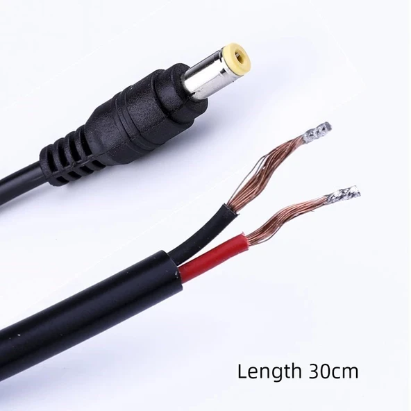 DC Güç Kaynağı Dişi Konnektör - 12V 5.5x2.1mm - 0.75mm² Bakır Kablo - 30cm - 4
