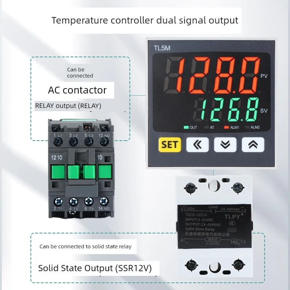 TL5M Dijital Sıcaklık Kontrol Cihazı - 2 Yönlü Alarm Röle/SSR - 2